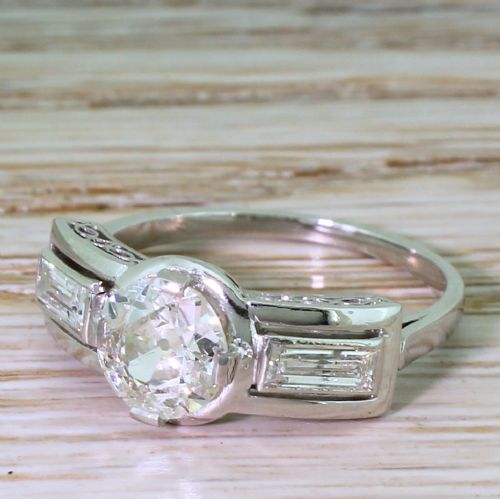 Art Deco 1.03 Carat Old Cut Diamond Engagement Ring, French, Circa 1925
