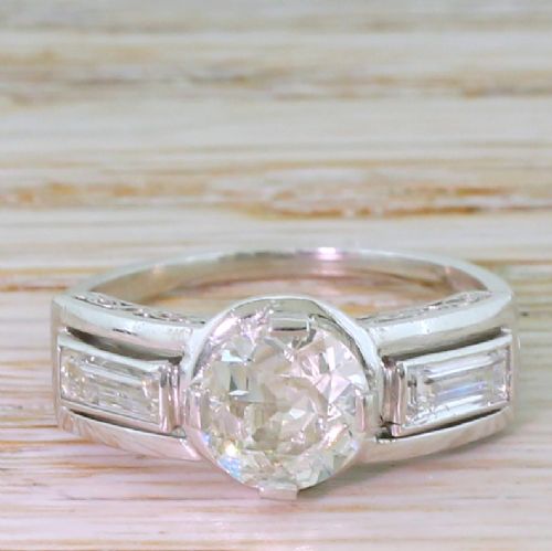 fig 1. Art Deco 1.03 Carat Old Cut Diamond Engagement Ring, French, circa 1925