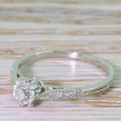 Art Deco 0.52 Carat Old Cut Diamond Engagement Ring, Circa 1920
