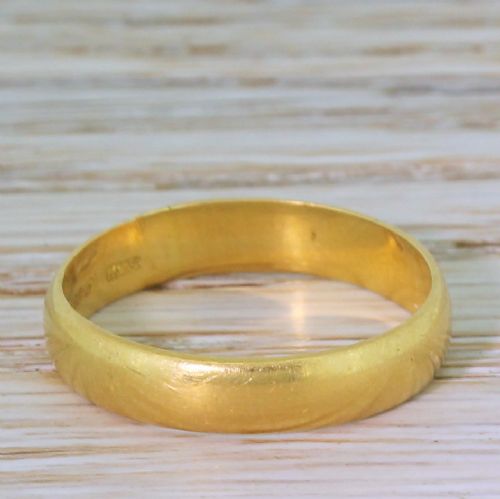 Mid Century 22k Yellow Gold Wedding Band, Dated 1959
