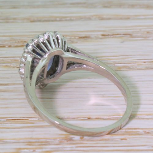 fig 3. Mid Century 3.12 Carat Natural Ceylon Sapphire & Diamond Ring, circa 1960