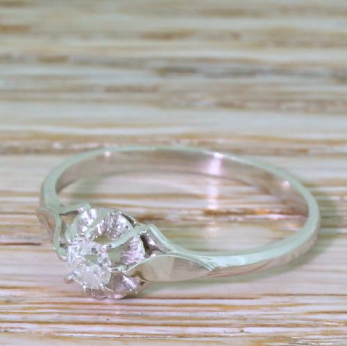 Art Deco 0.20 Carat Old Cut Diamond Engagement Ring, Circa 1930
