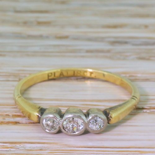 fig 1. Art Deco 0.16 Carat Old Cut Diamond Trilogy Ring, circa 1920
