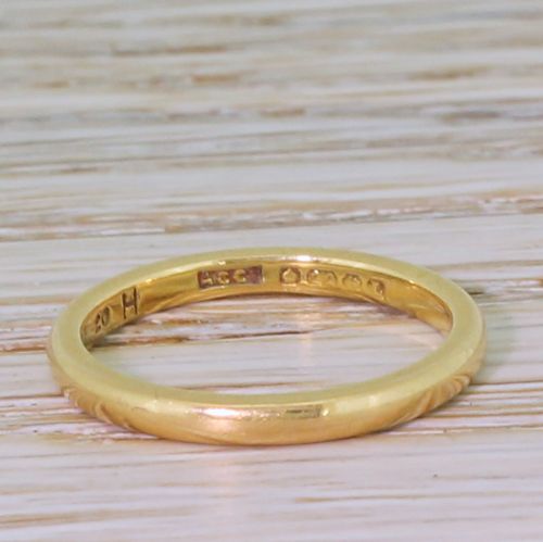 Art Deco 22k Yellow Gold Wedding Band, Dated 1935
