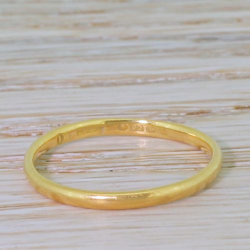 Art Deco 22k Yellow Gold Wedding Band, Dated 1940
