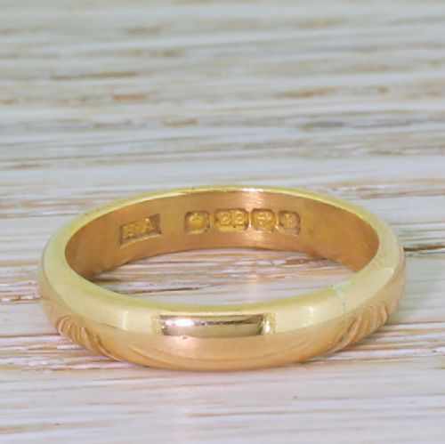 Art Deco 22k Rose Gold Wedding Band, Dated 1929
