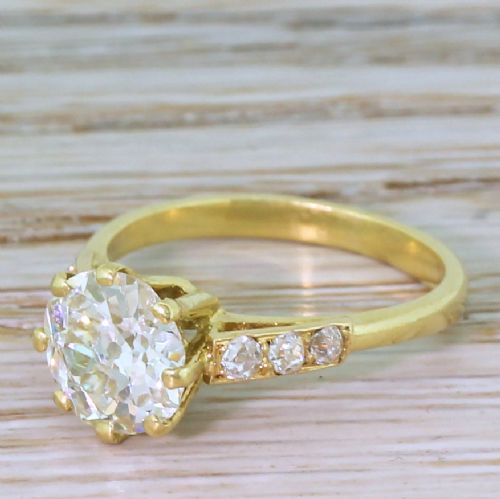 Mid Century 1.85 Carat Old European Cut Diamond Engagement Ring, French, Circa 1950
