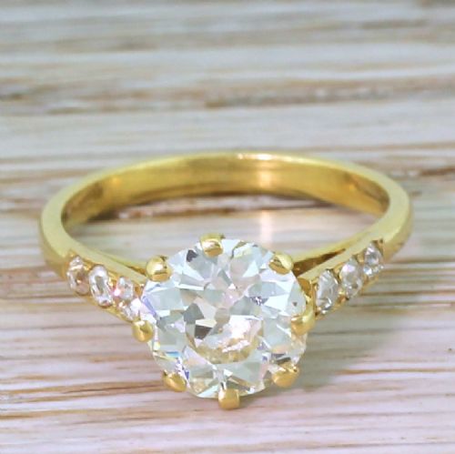 fig 1. Mid Century 1.85 Carat Old European Cut Diamond Engagement Ring, French, circa 1950
