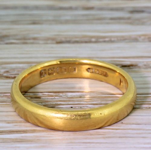 Art Deco 22k Yellow Gold Wedding Band, Dated 1935