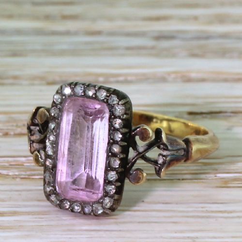 Georgian Pink Topaz & Rose Cut Diamond Ring, Circa 1830
