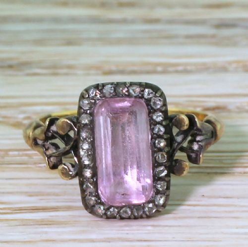 fig 1. Georgian Pink Topaz & Rose Cut Diamond Ring, circa 1830