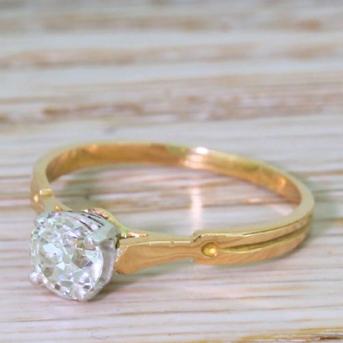 Art Deco 0.70 Carat Old Cut Diamond Engagement Ring, Circa 1920
