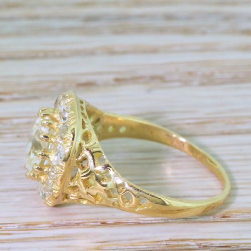 fig 2. Victorian 2.80 Carat Old Mine Cut Diamond Cluster Ring, circa 1880