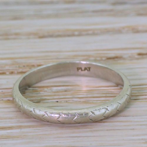 Art Deco 2.5mm Wedding Ring, Platinum
