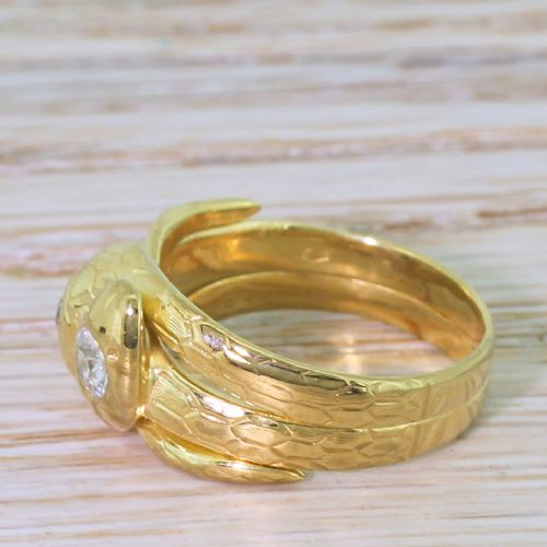fig 2. Victorian 0.30 Carat Old Cut Diamond Double Serpent Ring, circa 1900