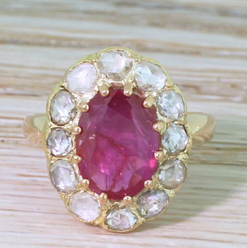 fig 1. Victorian 3.10 Carat Natural Ruby & Rose Cut Diamond Ring, circa 1870