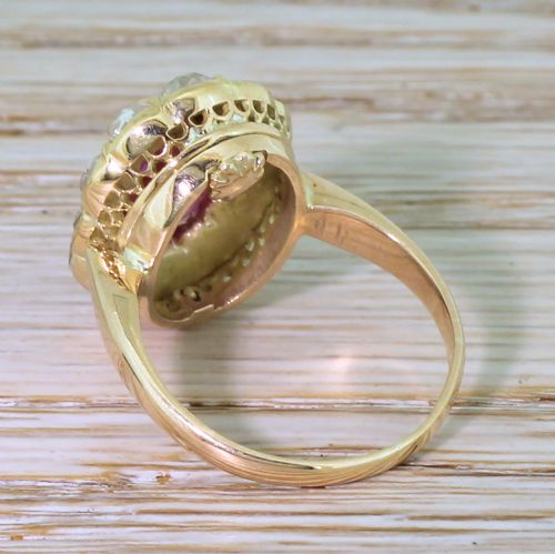 fig 3. Victorian 3.10 Carat Natural Ruby & Rose Cut Diamond Ring, circa 1870