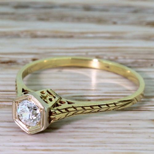 Art Deco 0.35 Carat Old Cut Diamond Engagement Ring, Circa 1935

