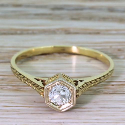 fig 1. Art Deco 0.35 Carat Old Cut Diamond Engagement Ring, circa 1935