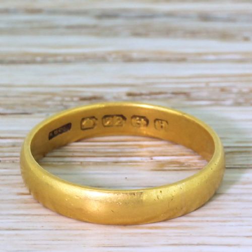 Edwardian 22k Yellow Gold Wedding Band, Dated 1907
