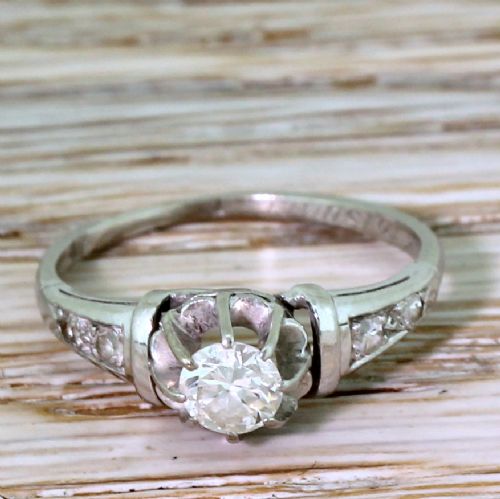 fig 1. Art Deco 0.30 Carat Transitional Cut Diamond Engagement Ring, circa 1940