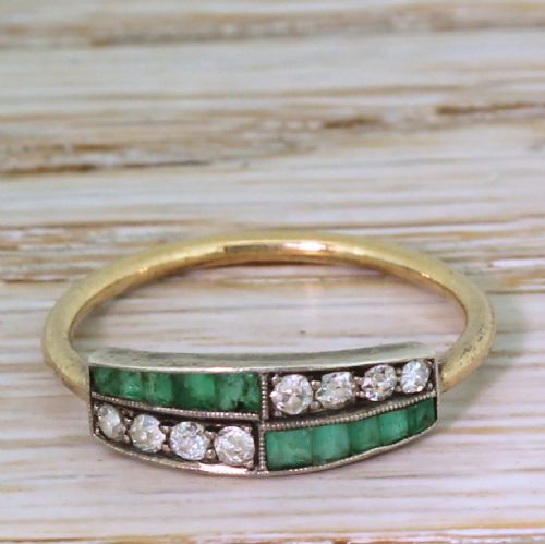 fig 1. Art Deco Emerald & Diamond Two Row Ring, circa 1930
