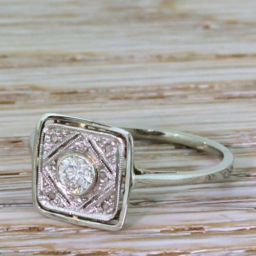 Mid Century 0.20 Carat Brilliant Cut Diamond Ring, French, Circa 1955
