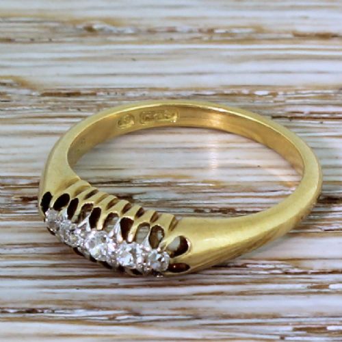 Edwardian 0.14 Carat Old Cut Diamond Five Stone Ring, Circa 1910
