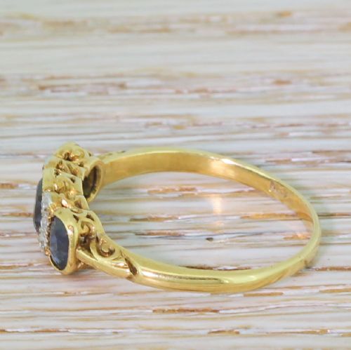 fig 2. Edwardian 1.17 Carat Sapphire & Old Cut Diamond Trilogy Ring, circa 1905
