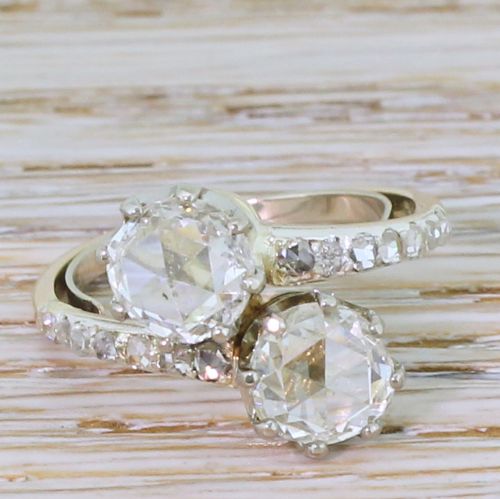 fig 1. Art Deco 1.78 Carat Rose Cut Diamond Crossover Ring, circa 1920