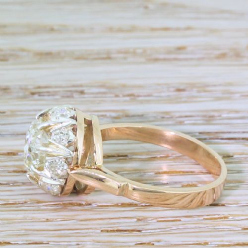 fig 2. Retro 2.26 Carat Old European Cut Diamond Cluster Ring, circa 1955
