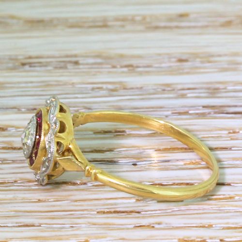 fig 2. Art Deco 0.30 Carat Old Cut Diamond & Ruby Target Ring, French, circa 1925