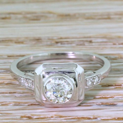 fig 1. Art Deco 0.60 Carat Old Cut Diamond Solitaire Ring, French, circa 1925