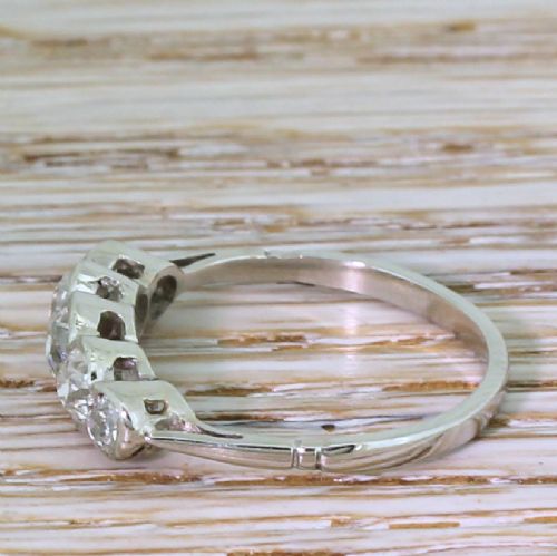 fig 2. Art Deco 0.73 Carat Old Cut Diamond Five Stone Ring, circa 1940