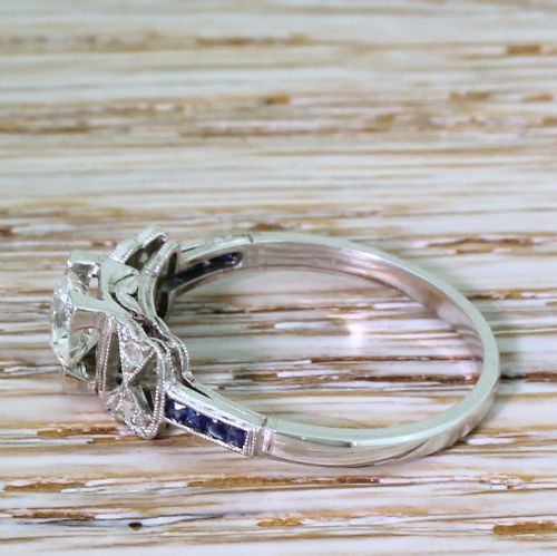 fig 2. Art Deco 0.56 Carat Old Cut Diamond & Sapphire Engagement Ring, circa 1915