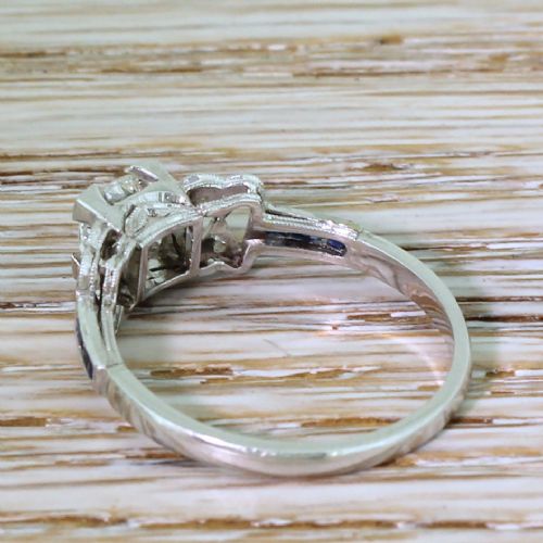 fig 3. Art Deco 0.56 Carat Old Cut Diamond & Sapphire Engagement Ring, circa 1915