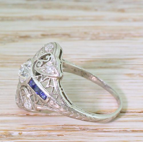 fig 2. Art Deco 0.65 Carat Old Cut Diamond & Sapphire Ring, circa 1915
