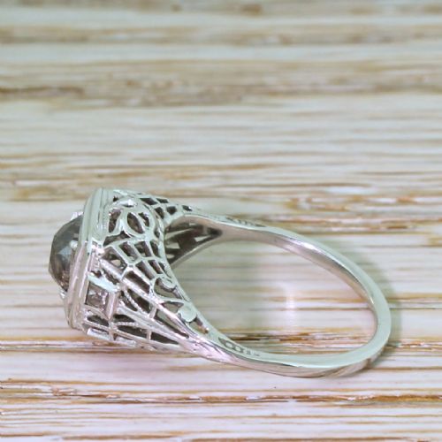 fig 2. Mid Century 0.75 Carat Fancy Dark Pinkish Brown Old Cut Diamond Ring, circa 1960
