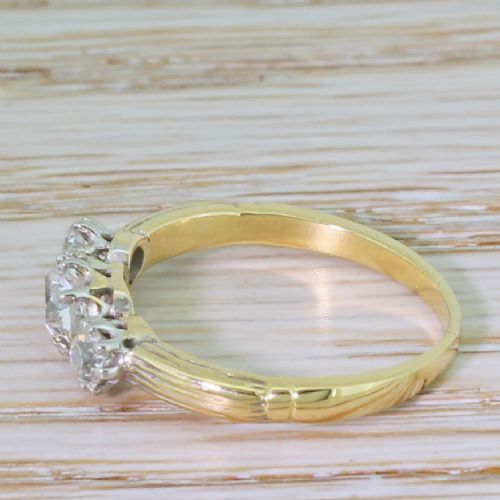 fig 2. Art Deco 0.86 Carat Old Cut Diamond Trilogy Ring, circa 1925