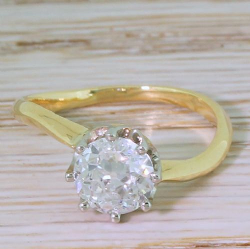 fig 1. Mid Century 1.27 Carat Old Cut Diamond Twist Ring, French, circa 1950
