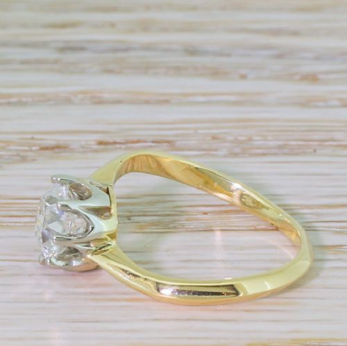 fig 2. Mid Century 1.27 Carat Old Cut Diamond Twist Ring, French, circa 1950
