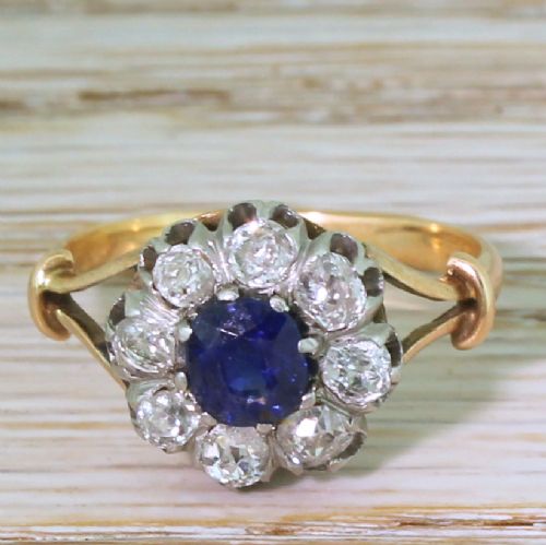 fig 1. Art Deco 0.65 Carat Sapphire & 0.72 Carat Diamond Ring, French, circa 1925
