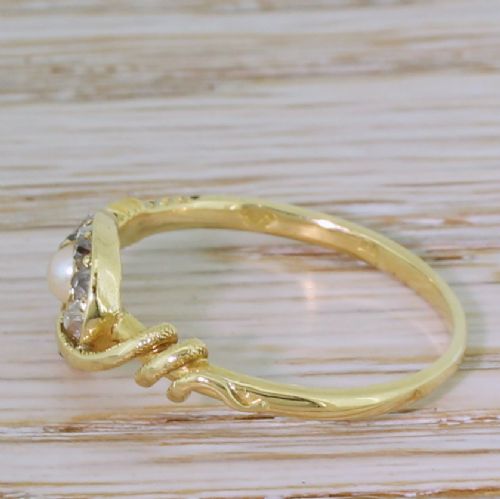 fig 2. Victorian Old Cut Diamond & Pearl Equine Ring, circa 1900
