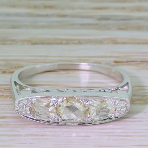 fig 1. Mid Century Rose Cut & Old Cut Diamond Five Stone Ring, circa 1960