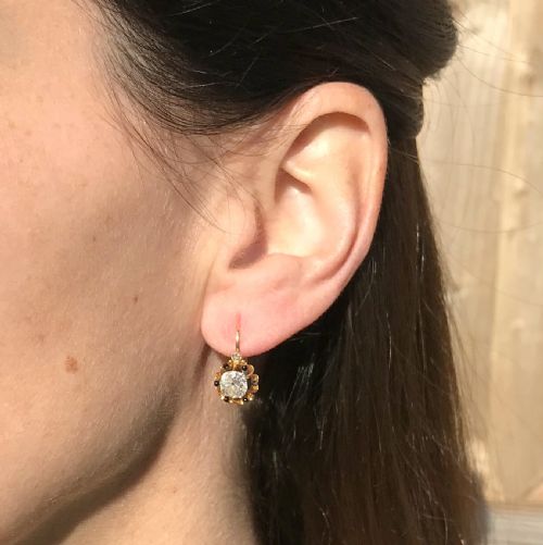 fig 1. Victorian 1.80 Carat Old Cut Diamond Earrings, French, circa 1900
