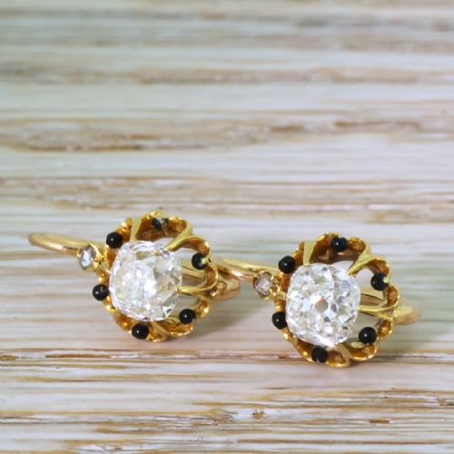 fig 2. Victorian 1.80 Carat Old Cut Diamond Earrings, French, circa 1900
