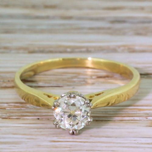 fig 1. Art Deco 0.69 Carat Old Cut Diamond Engagement Ring, circa 1940
