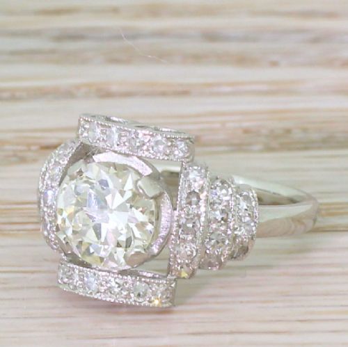 Art Deco 1.34 Carat Old European Cut Diamond Ring, Circa 1920

