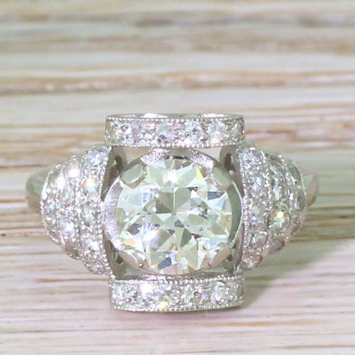 fig 1. Art Deco 1.34 Carat Old European Cut Diamond Ring, circa 1920
