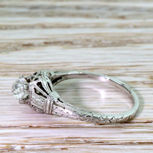 fig 2. Art Deco 0.71 Carat Old Cut Diamond Engagement Ring, circa 1940